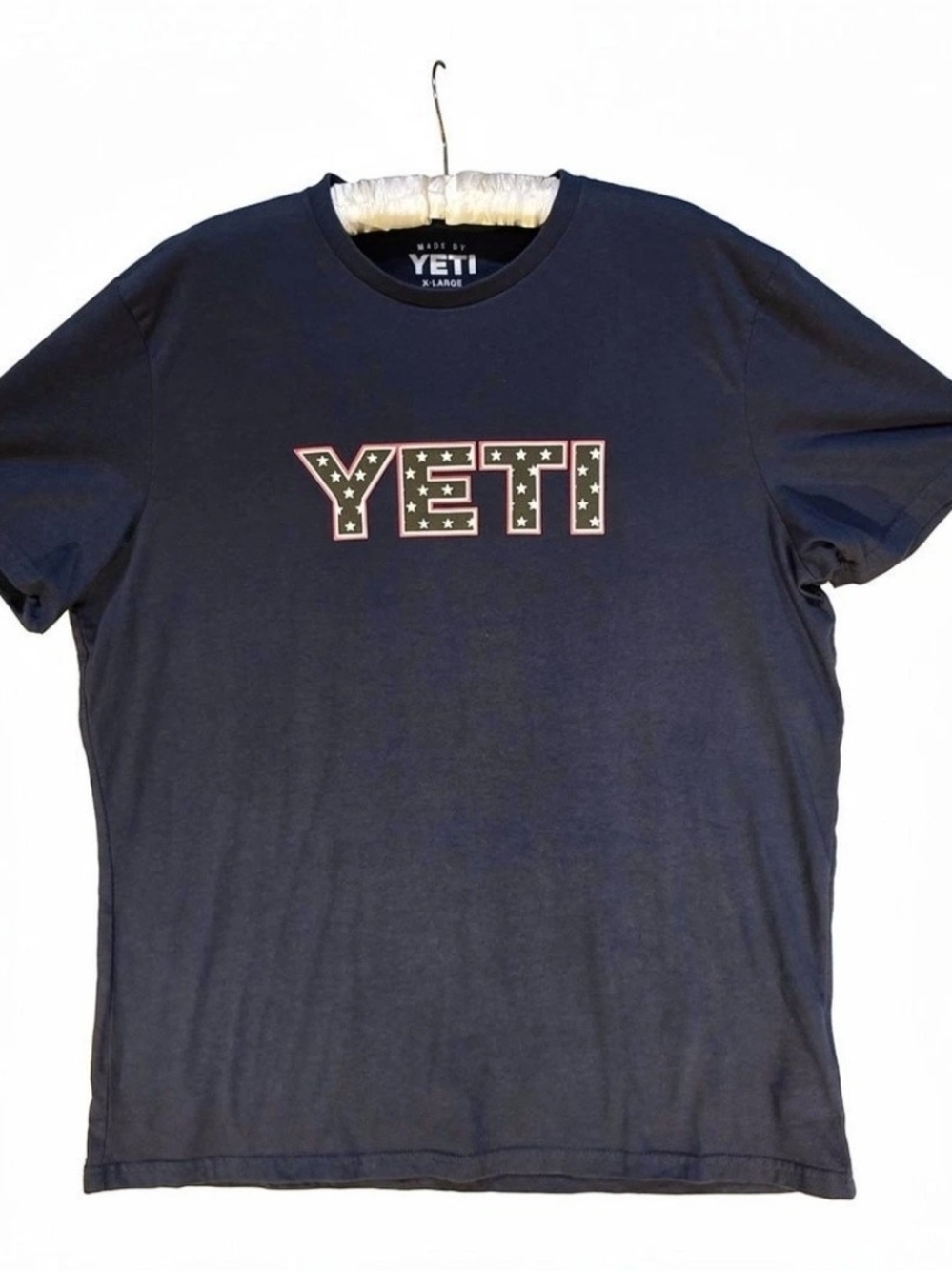 YETI Mens XL Tee Shirt Navy Star Badge Patriotic Stars Graphic Tee Crewneck - Picture 2 of 6
